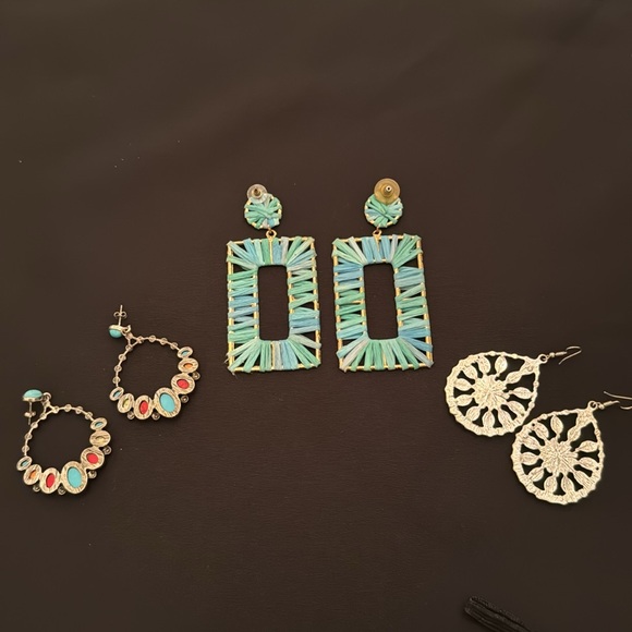 3 pairs of awesome earrings!! Purple pair, southwestern colors & a turquoise mlb - Picture 8 of 8